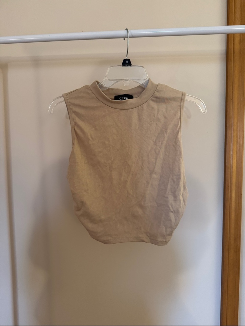 Cider Beige Mock Neck Sleeveless Tank Top